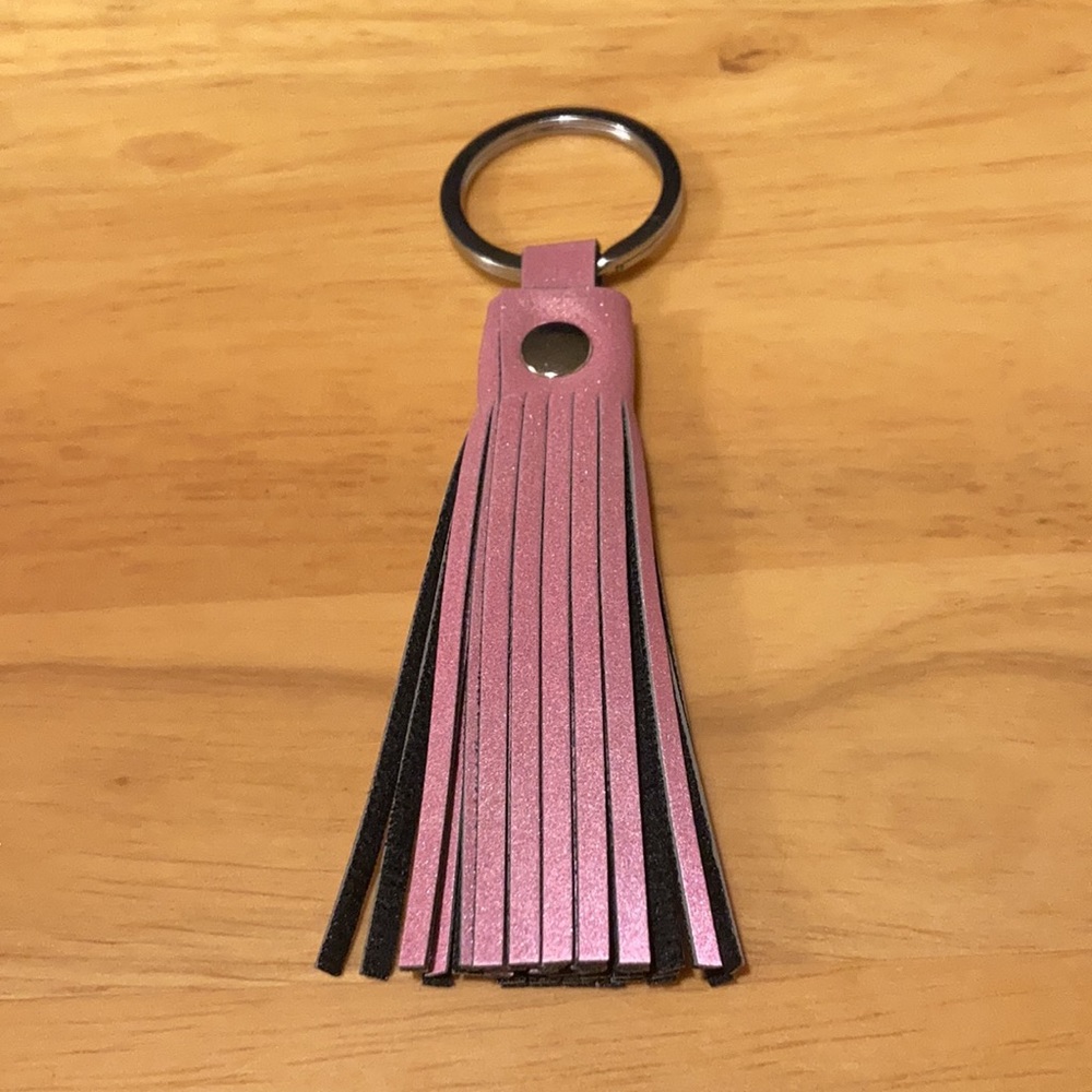 Pink traffic safety reflective visibility tassel keychain charm